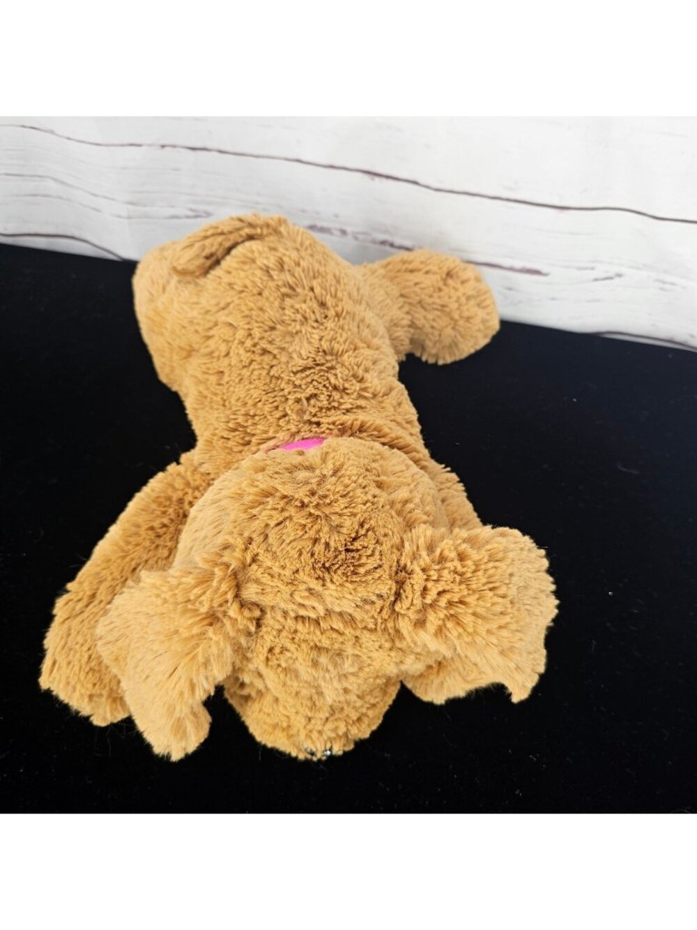 Barbie Plush Dog Brown Shaggy Puppy Pink Collar Heart Charm 2009 Mattel BE-132